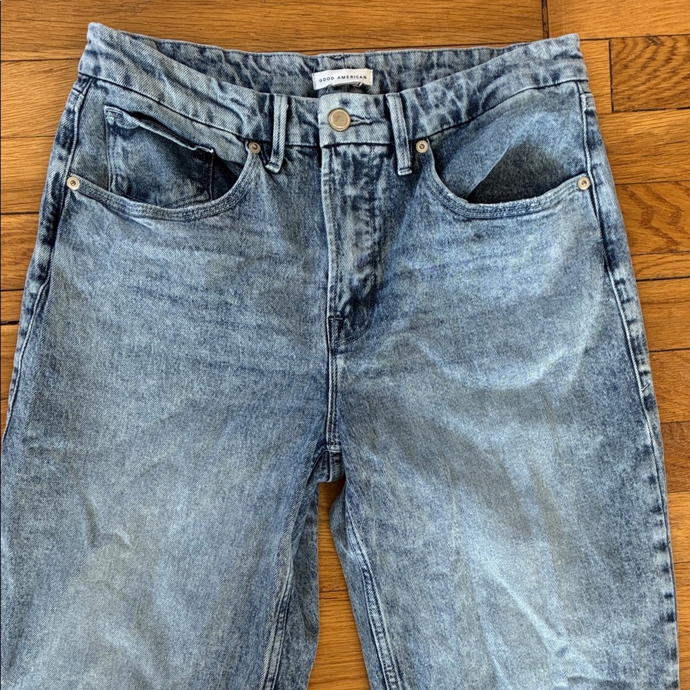 Good American Good 90s High Rise Straight Leg Jeans 8 29 Stretch Relaxed Baggy - Picture 4 of 14